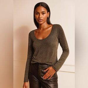 A&M Shimmery Metallic High-Low Blouse Sea Witchery Glam Cherry Coded Size Small